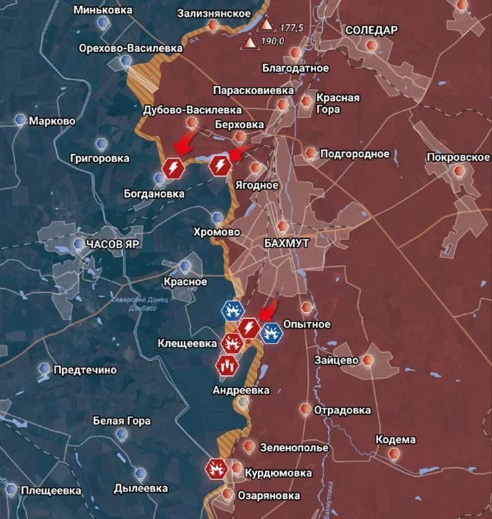 Соледарское направление. Бахмутский участок. Карта боевых действий на 10.11.2023