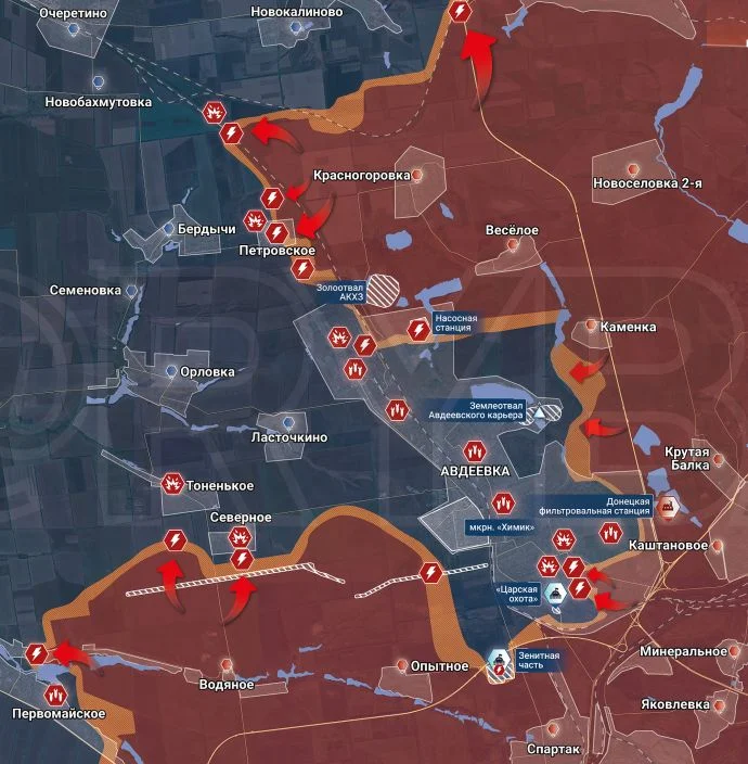 Авдеевское направление. Карта военных действий на сегодня 19.12.2023