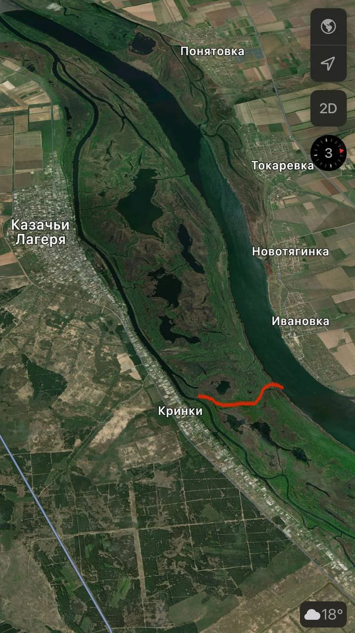 Херсонское направление, район .н.п. Крынки. Карта боевых действий на 10.12.2023
