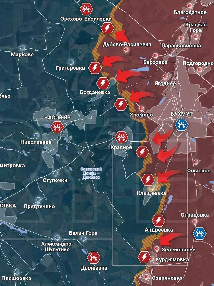 Артемовское (Бахмутское) направление. Карта боевых действий на 03.01.2024