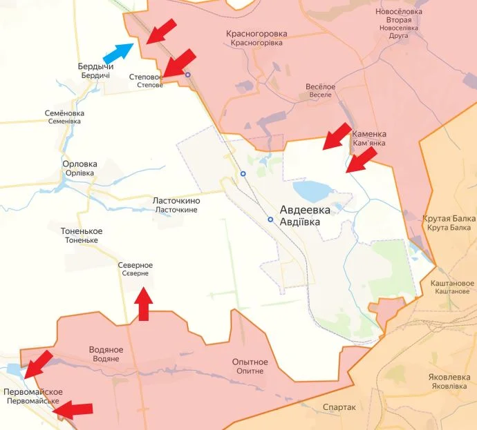 Авдеевское направление. Карта боевых действий на 19 января 2024 года