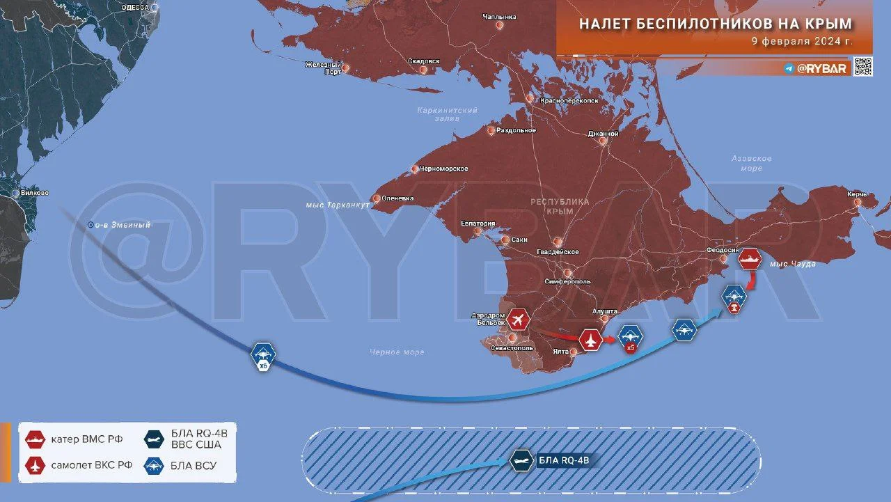 Атака ВСУ на Крым сегодня 09.02.2024, последние новости: Шесть дронов, огибая Севастополь с юга, летели к Феодосии