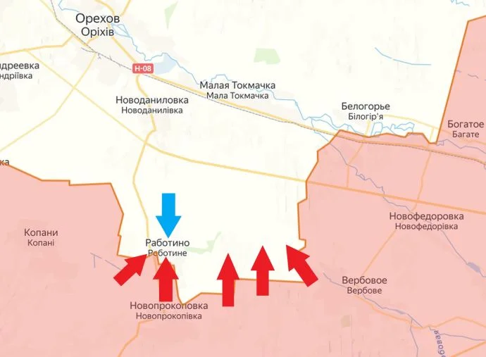 Запорожское направление. Карта боевых действий на 01.03.2024