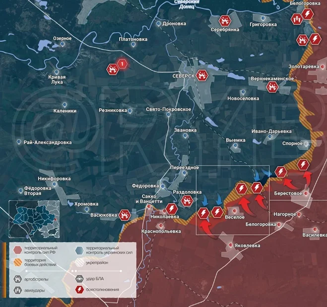 Северский участок. Карта боевых действий на 25.03.2024